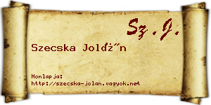 Szecska Jolán névjegykártya