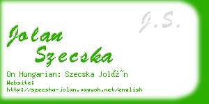 jolan szecska business card